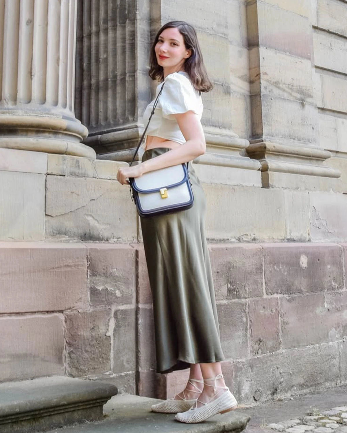 22 Momme Silk Maxi Skirt, Moss Green