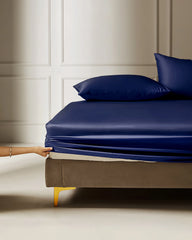 25 Momme 3PCS Silk Fitted Sheet Set, Navy