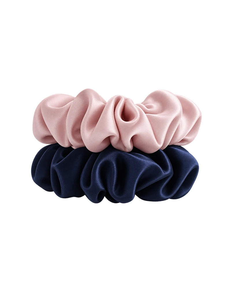 2PCS 3.5 CM Silk Hair Scrunchie Set