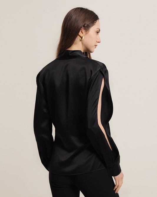 Women's Silk Blouse Shirts with Split Sleeves