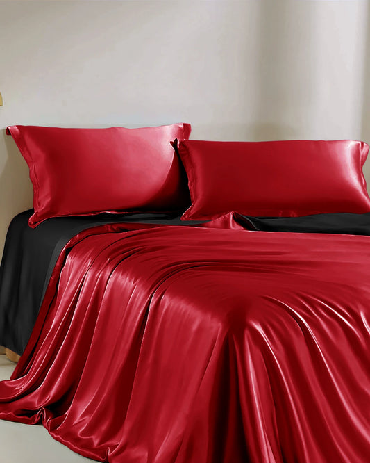 Double Color Silk Bedding Set 4PCS