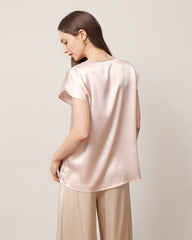 Women's Round Neck Short Silk T-Shirt