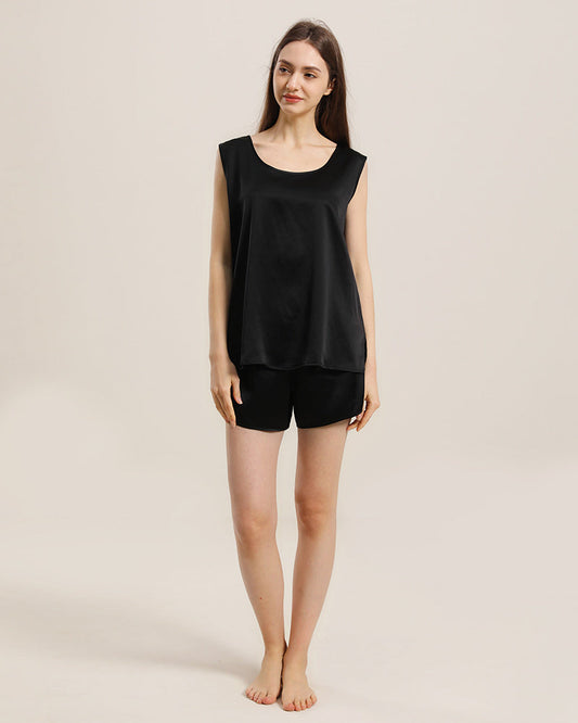 Silk Sleeveless Silk Two Piece Pajamas