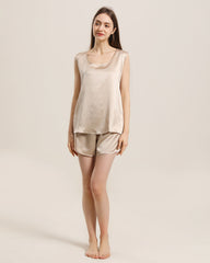 Silk Sleeveless Silk Two Piece Pajamas