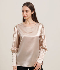 Round Collar 22 Momme Silk Blouse
