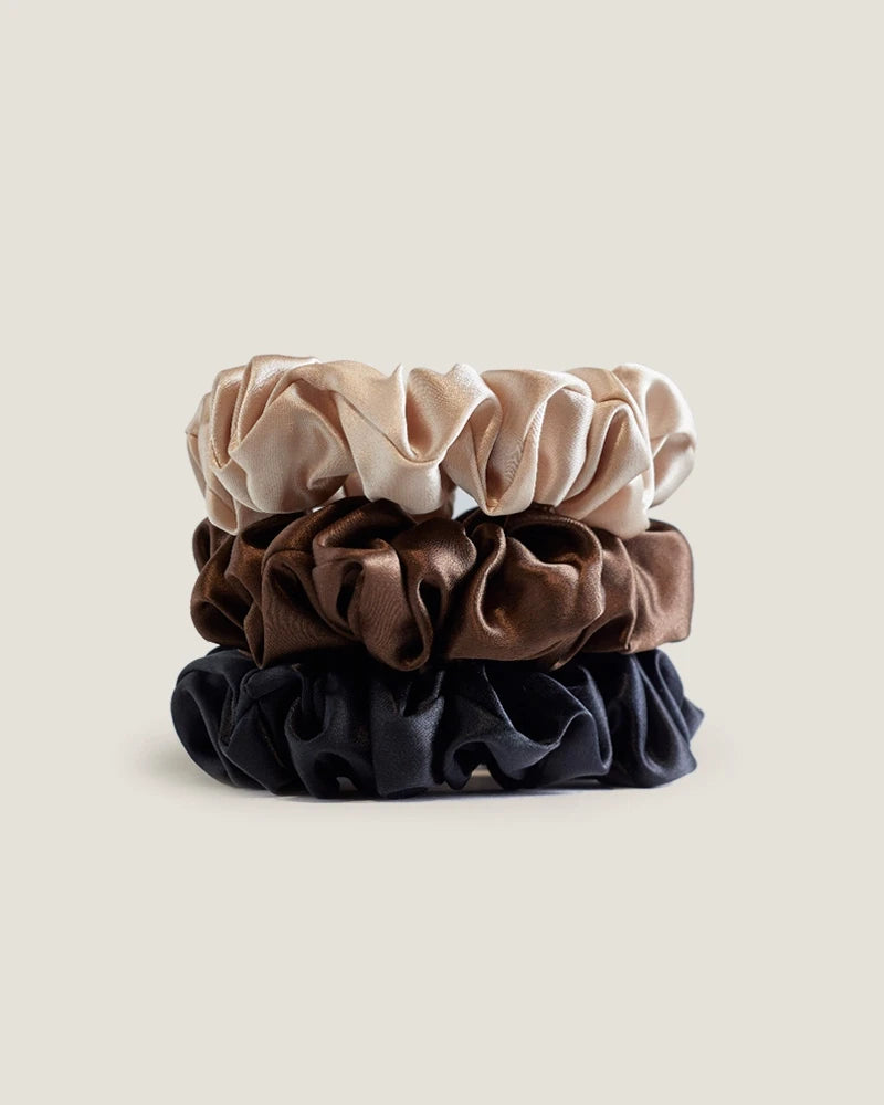 3PCS 3.5 CM Midi Silk Hair Loop Scrunchies Set