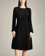 40 Momme Double-Breasted Silk Dress, Black