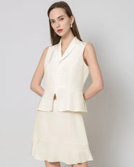 40 Momme V-Neck Silk Vest, Cream