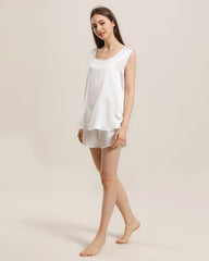 Silk Sleeveless Silk Two Piece Pajamas