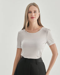 Women Round Neck Silk Knitted T-shirt