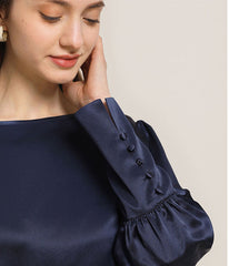 Round Collar 22 Momme Silk Blouse