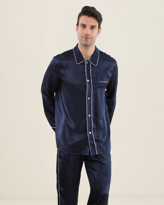 At Home - 22Momme Double Button Silk Pajamas Set For Men