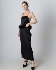 Backless Silk Camisole and Silk Maxi Skirt Set, Black