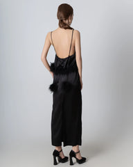 Backless Silk Camisole and Silk Maxi Skirt Set, Black