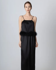 Backless Silk Camisole and Silk Maxi Skirt Set, Black