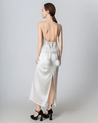 Backless Silk Camisole and Silk Maxi Skirt Set, White