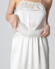 Backless Silk Camisole and Silk Maxi Skirt Set, White