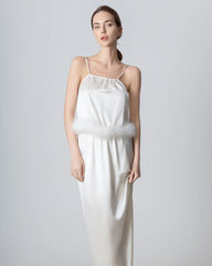 Backless Silk Camisole and Silk Maxi Skirt Set, White