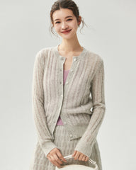 Cashmere Silk Cable Knit Cardigan