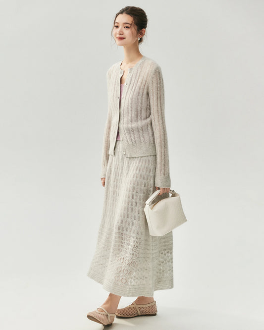 Cashmere Silk Cable Knit Cardigan