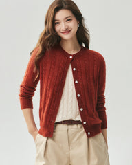 Cashmere Silk Cable Knit Cardigan