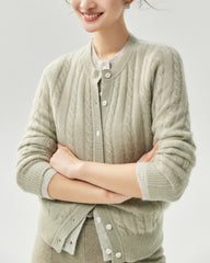 Cashmere Silk Cable Knit Cardigan