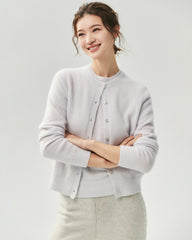 Cashmere Silk Crew Neck Knit Top and Cardigan