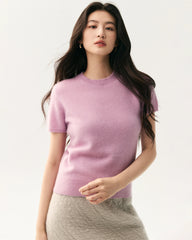 Cashmere Silk Crew Neck Knit Top and Cardigan