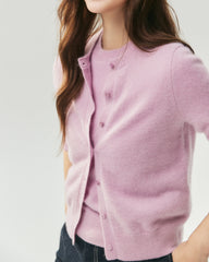 Cashmere Silk Crew Neck Knit Top and Cardigan