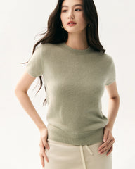 Cashmere Silk Crew Neck Knit Top and Cardigan