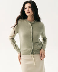Cashmere Silk Crew Neck Knit Top and Cardigan