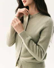 Cashmere Silk Crew Neck Knit Top and Cardigan