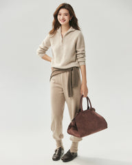Cashmere Silk Half Zip Mock Neck Sweater