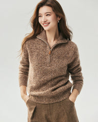 Cashmere Silk Half Zip Mock Neck Sweater