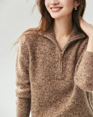 Cashmere Silk Half Zip Mock Neck Sweater