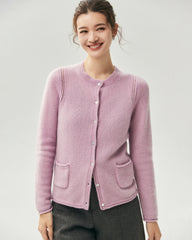 Cashmere Silk Heart Button Pocket Cardigan