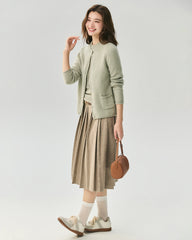 Cashmere Silk Heart Button Pocket Cardigan