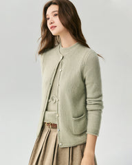 Cashmere Silk Heart Button Pocket Cardigan