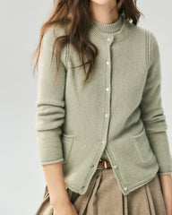 Cashmere Silk Heart Button Pocket Cardigan