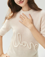 Cashmere Silk Love Letter Short Sleeve Sweater
