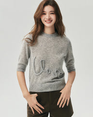 Cashmere Silk Love Letter Short Sleeve Sweater