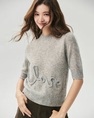 Cashmere Silk Love Letter Short Sleeve Sweater