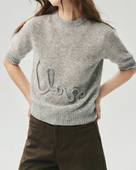 Cashmere Silk Love Letter Short Sleeve Sweater