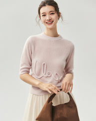 Cashmere Silk Love Letter Short Sleeve Sweater