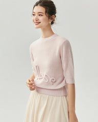 Cashmere Silk Love Letter Short Sleeve Sweater