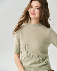 Cashmere Silk Love Letter Short Sleeve Sweater