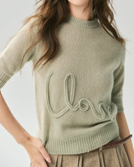 Cashmere Silk Love Letter Short Sleeve Sweater