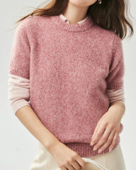 Cashmere Silk Marled Short Sleeve Sweater