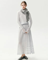 Cashmere Silk Open Knit Cardigan and Maxi Skirt
