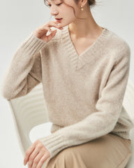 Cashmere Silk Saddle Shoulder V-Neck Sweater